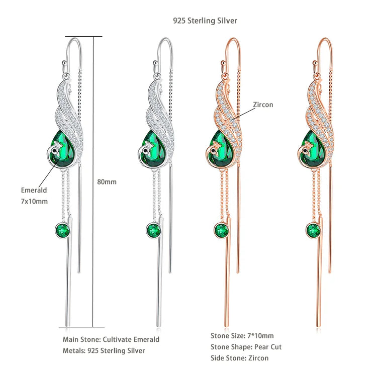 Lab Grown Emerald Drop Earrings