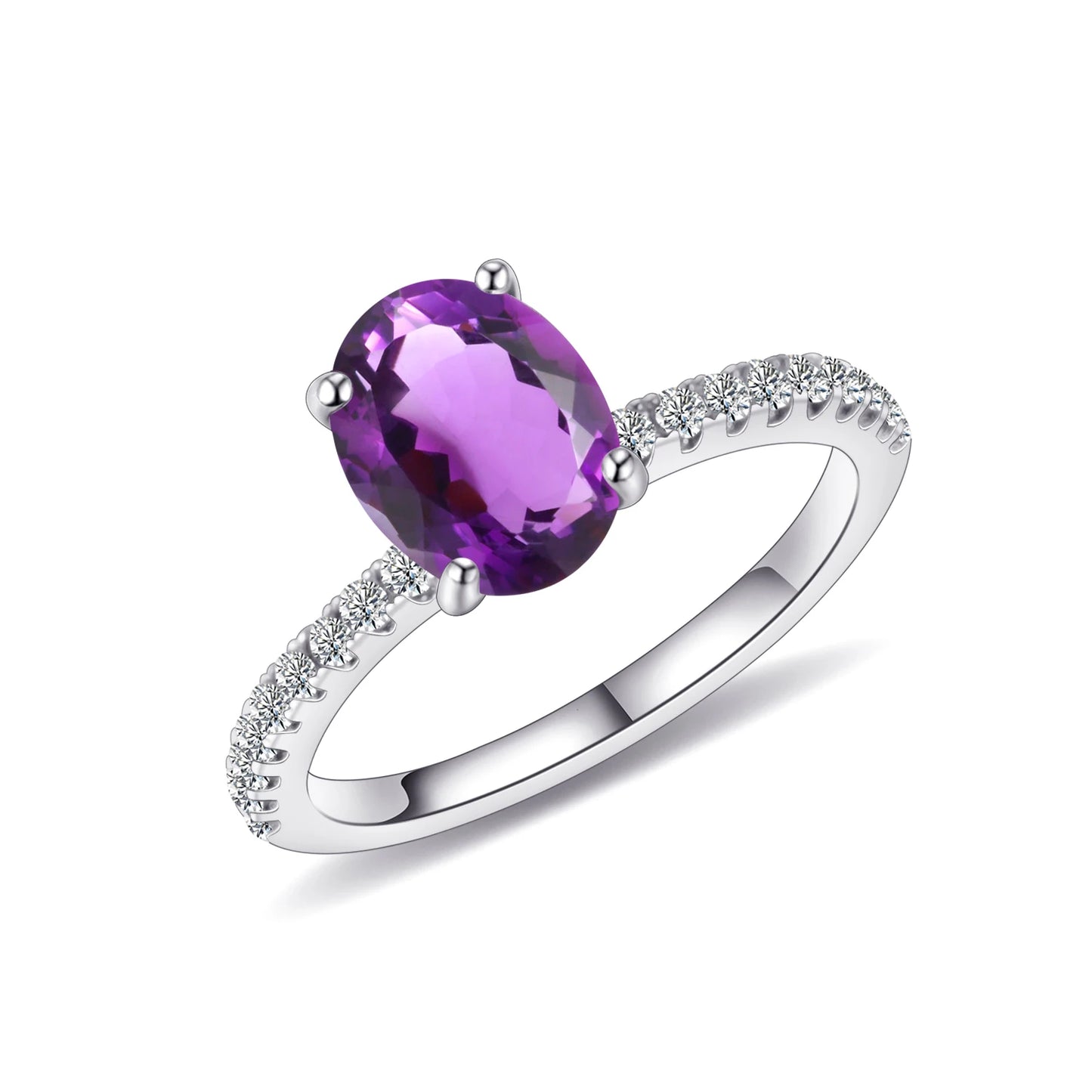 GEM'S BALLET Vintage Amethyst Gemstone Engagement Ring 925 Sterling Silver Rose Gold Rings For Women Birthstone Jewelry