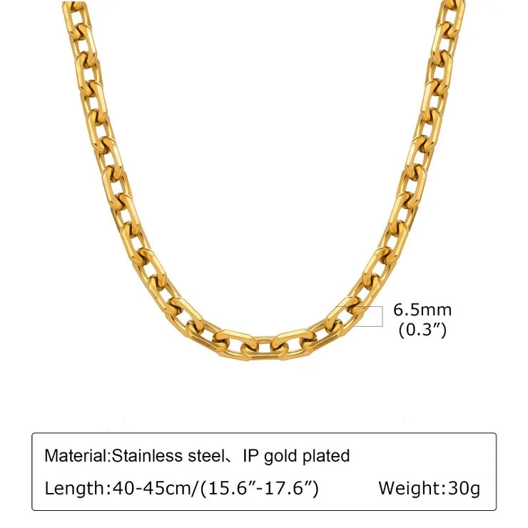 Chunky Paperclip Chain Necklace For Women, Stainless Steel 14k G0ld Plated