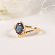 GEM'S BALLET 14K Gold Plated 925 Sterling Silver Curved Ring – Color Changing Alexandrite Engagement Ring