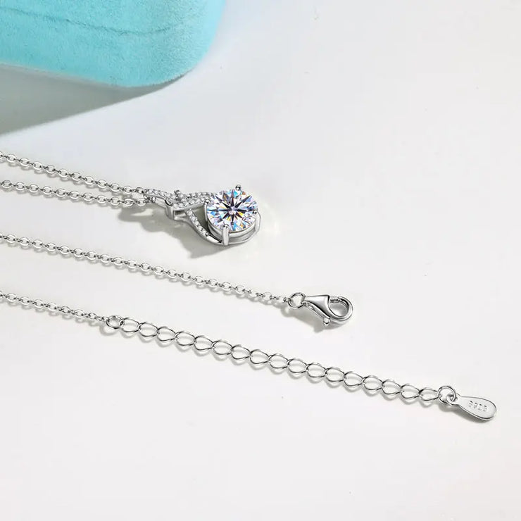 RAPRGOLD 2.0CT Moissanite Classic Pendant Necklace