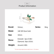 VISTOSO 14K Rose Gold Emerald & Diamond Ring