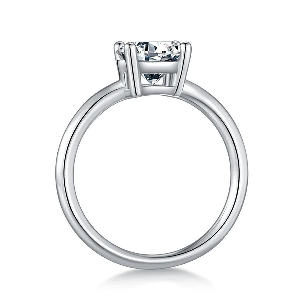 Emerald Cut Moissanite Ring in 925 Sterling Silver with 18K White Gold Plated