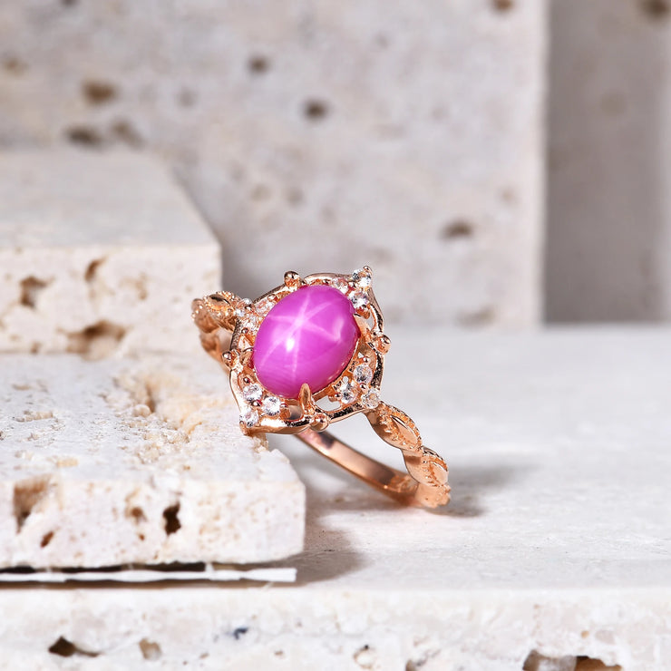 GEM'S BALLET Dainty Blue Lindy Star Sapphire Ring – Vintage Elegance