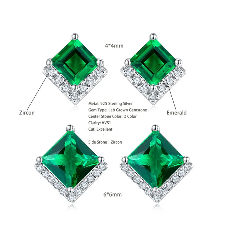 Lab Grown Sapphire/Emerald Vintage Stud Earrings