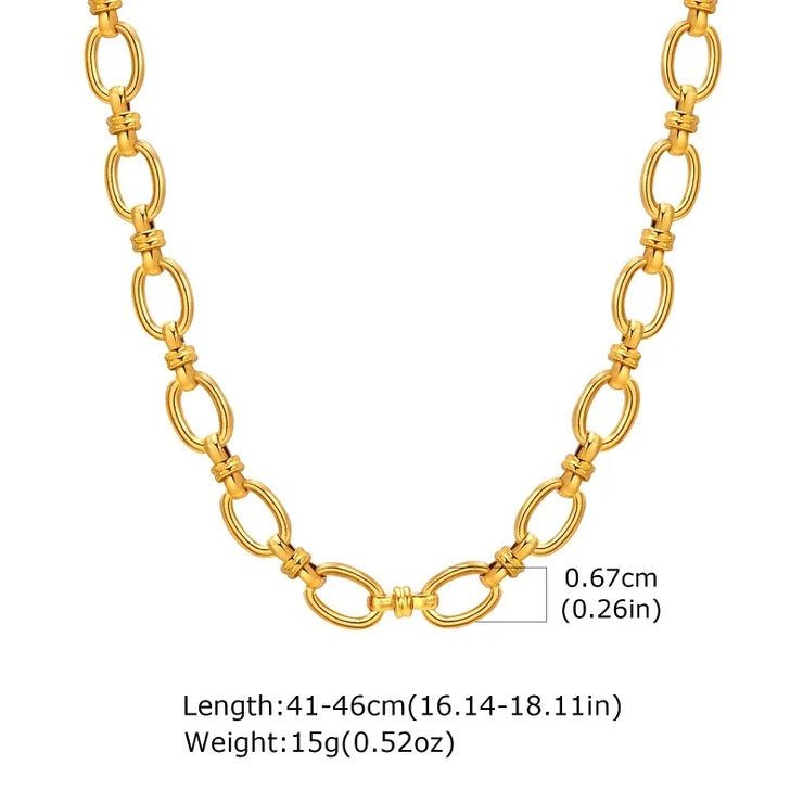 Chunky Paperclip Chain Necklace For Women, Stainless Steel 14k G0ld Plated