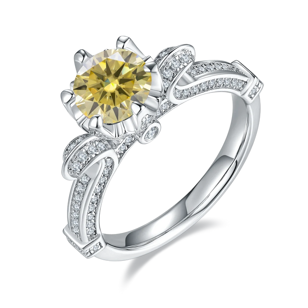 GEM'S BALLET 585 14K 10K 18K Gold 925 Silver Ring 1Ct D Color Antique Style Round Moissanite Engagement Ring For Women Wedding