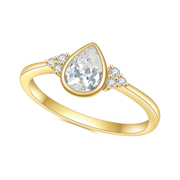 GEM'S BALLET 0.8Ct Pear-Cut Moissanite Engagement Ring