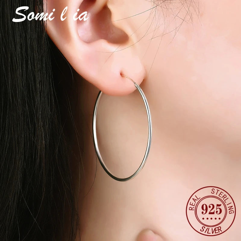 SOMILIA Platinum Big Hoop Earrings – Elegant & Versatile