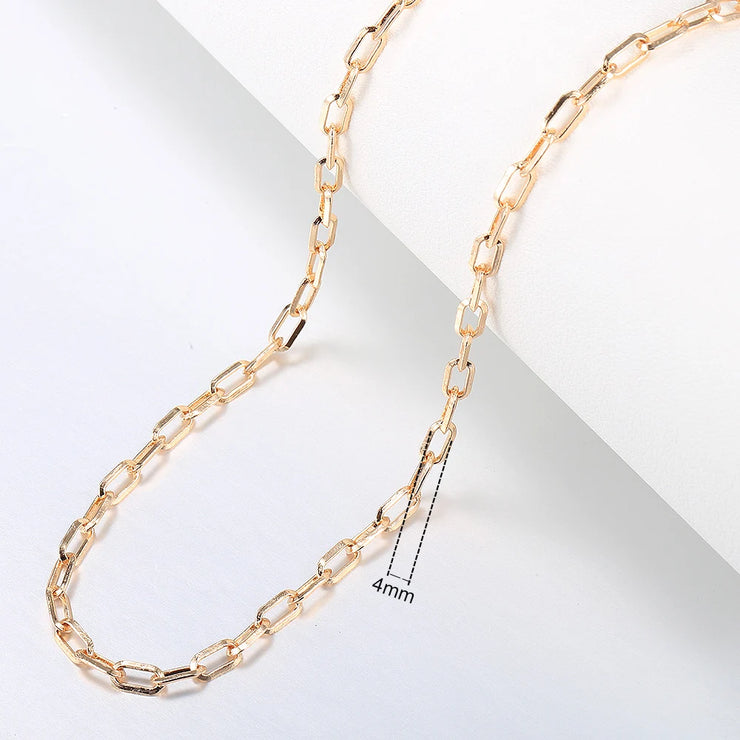 20/24inch 585 Rose Gold Color Necklace For Women Girls Paperclip Link Chain Necklace Vintage Jewelry Gifts CN60