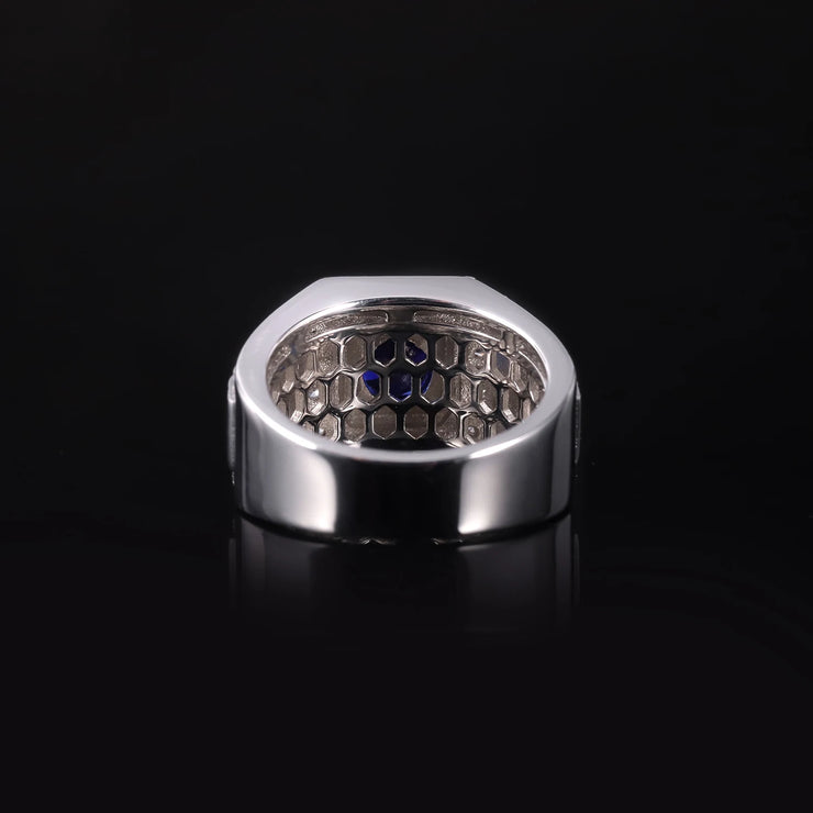 GEM'S BALLET Luxurious Men's Sapphire Ring – Bold & Sophisticated