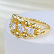 Wong Rain 18K Gold Plated Lab Sapphire Vintage Ring