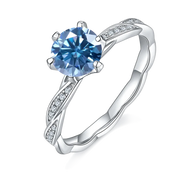 GEM'S BALLET 6.5mm 1.0Ct Pink Blue Yellow Moissanite Diamond Ring 925 Sterling Silver Wedding Rings For Women Fine Jewelry
