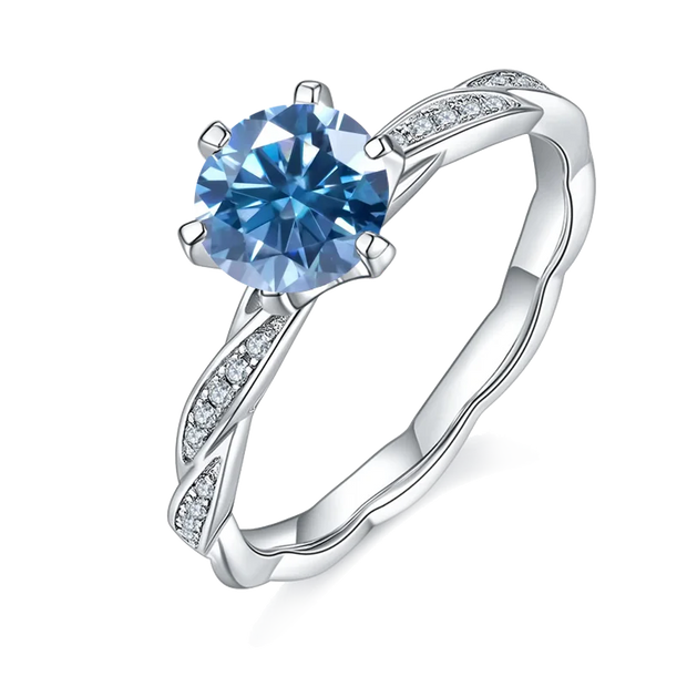 GEM'S BALLET 6.5mm 1.0Ct Pink Blue Yellow Moissanite Diamond Ring 925 Sterling Silver Wedding Rings For Women Fine Jewelry