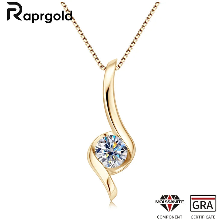 Timeless Brilliance – RAPRGOLD Moissanite Sterling Silver Pendant Necklace