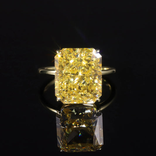 GEM'S BALLET Diamond-fire CZ- Fancy Light Yellow Engagement Rings in 925 Sterling Silver Handmade Cocktail Ring Gift For Her