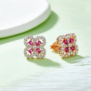 Ruby Jewelry Set – Clover Pendant & Earrings