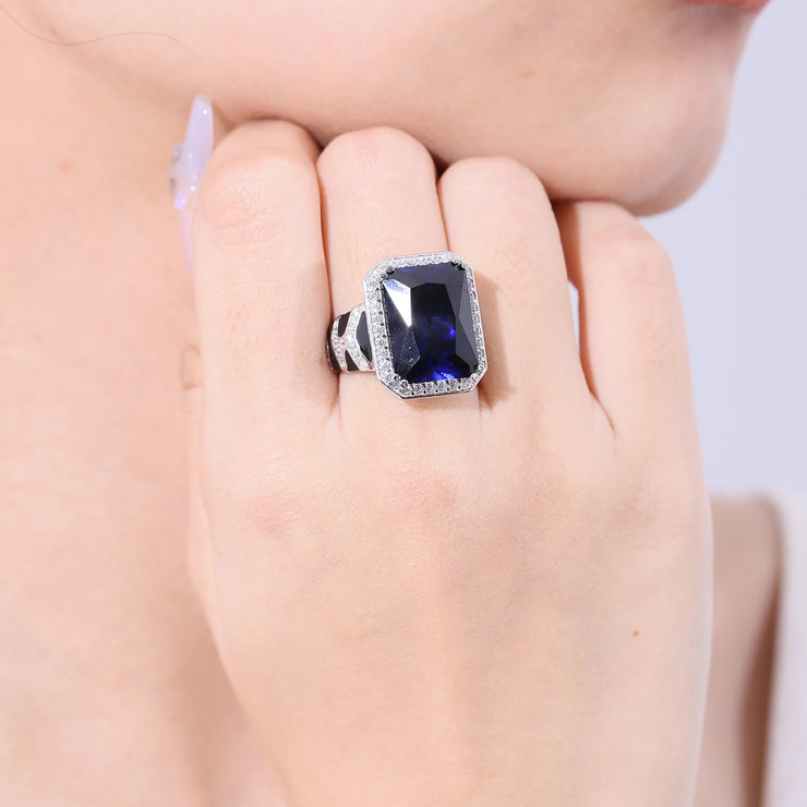 GEM'S BALLET Leopard Print Blue Sapphire Ring – Bold Statement Jewelry
