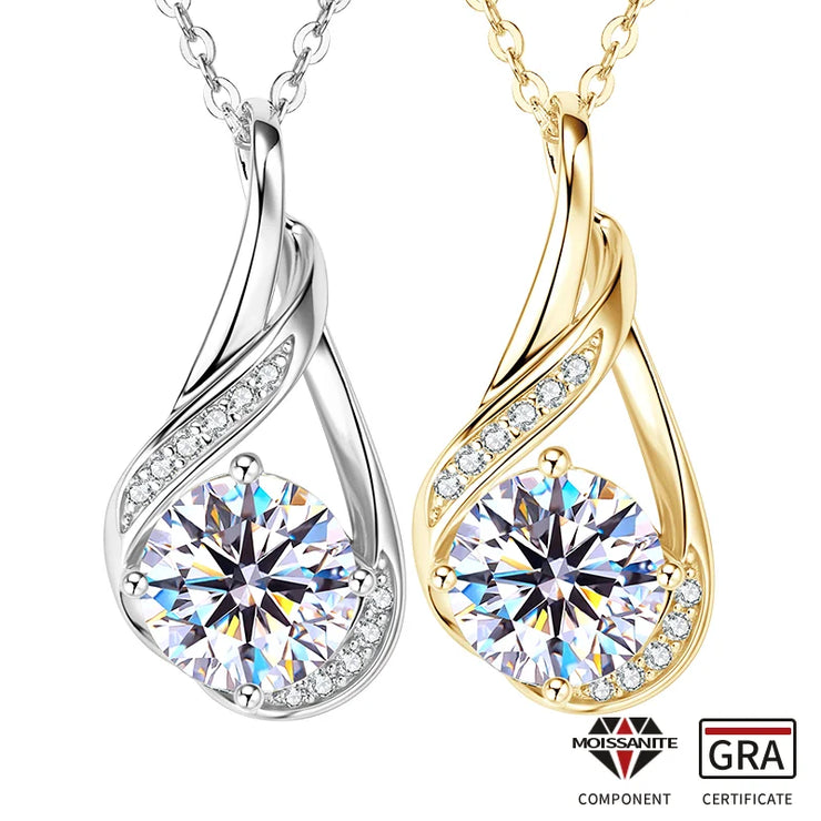 RAPRGOLD 2.0CT Moissanite Classic Pendant Necklace