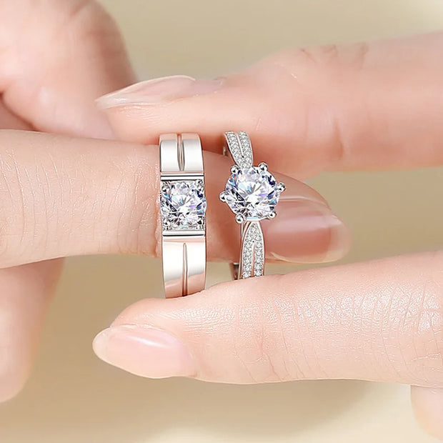 COSFIX 2023 Moissanite Diamond Rings For Couple 1ct Round Cut Women Moissanite Diamond Ring Wedding Moissanite Rings For Men