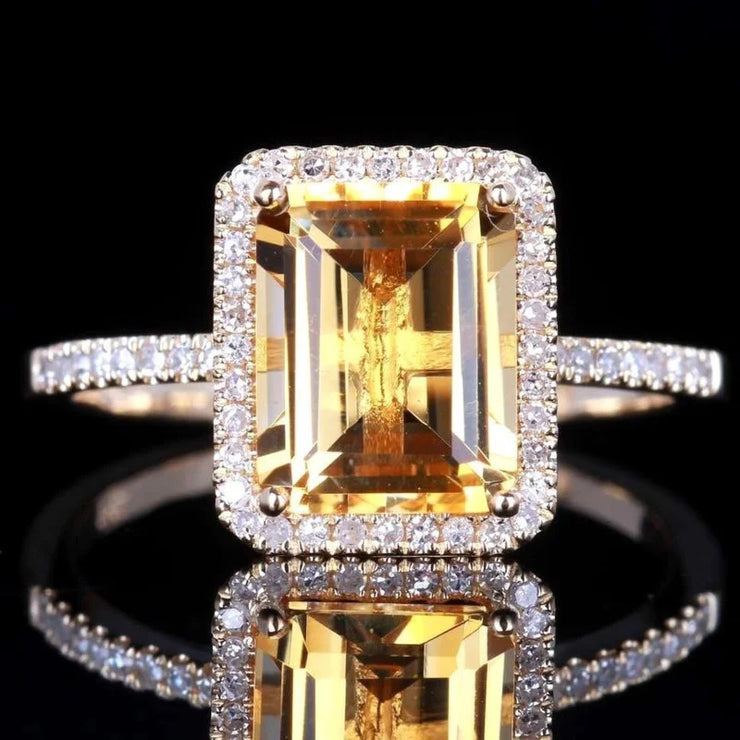 WEGARSTI Natural Yellow Citrine Silver Ring