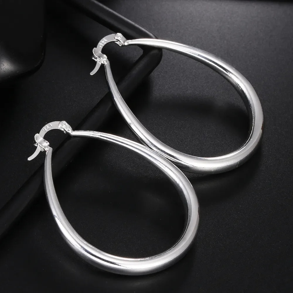 41MM Smooth Circle Big Hoop Earrings For Women Fashion Party Wedding Accessories Jewelry Christmas Gifts