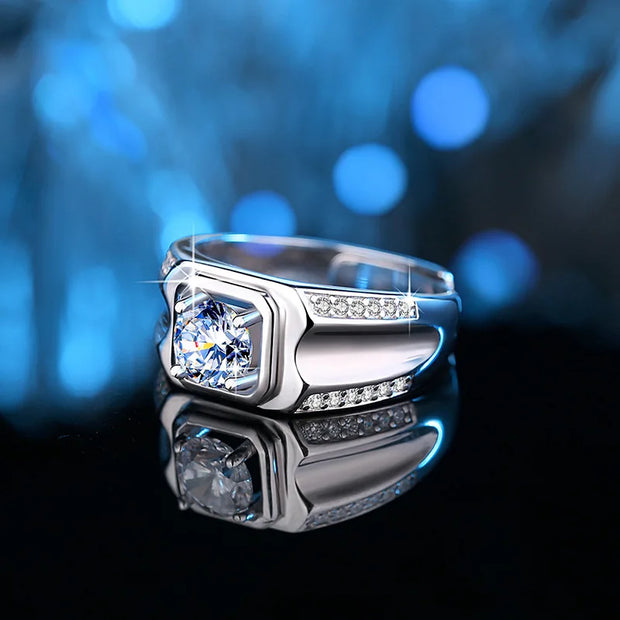 COSFIX 2023 Moissanite Diamond Rings For Couple 1ct Round Cut Women Moissanite Diamond Ring Wedding Moissanite Rings For Men