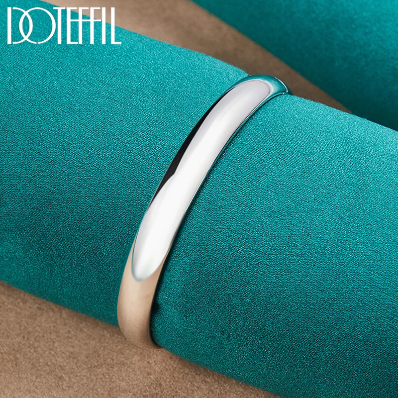 DOTEFFIL 925 Sterling Silver 8mm Smooth Bangle Bracelet – Timeless Elegance for Any Occasion