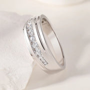 Newshe Full Moissanite Wedding Band for Men 925 Sterling Silver Engagement Rings Pave Round Eternity Promise Ring Size 8-12