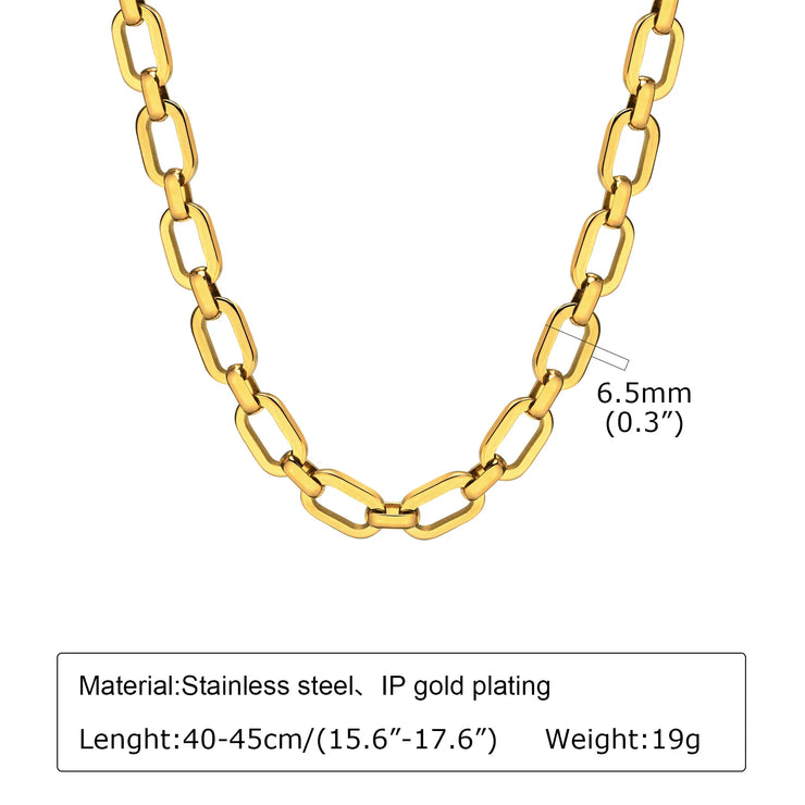 Chunky Paperclip Chain Necklace For Women, Stainless Steel 14k G0ld Plated
