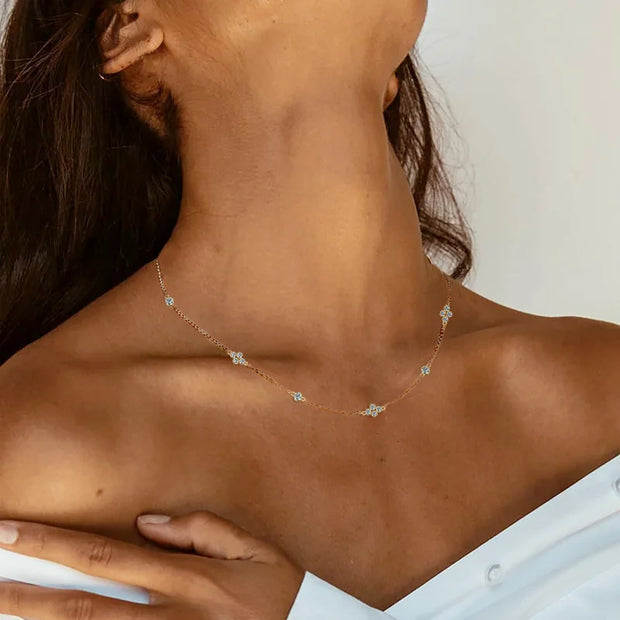 RAPRGOLD Moissanite Pendant Choker Necklaces Collar 925 Sterling Silver Clavicle Chain Necklace For Women Jewellry Wedding Gifts