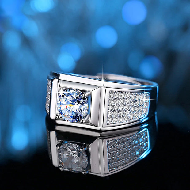 COSFIX 2023 Moissanite Diamond Rings For Couple 1ct Round Cut Women Moissanite Diamond Ring Wedding Moissanite Rings For Men