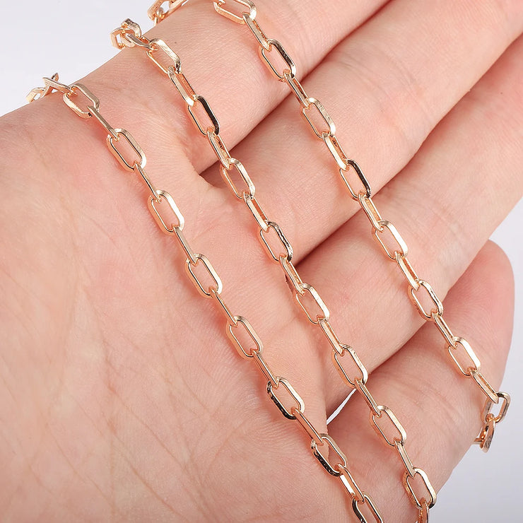 20/24inch 585 Rose Gold Color Necklace For Women Girls Paperclip Link Chain Necklace Vintage Jewelry Gifts CN60