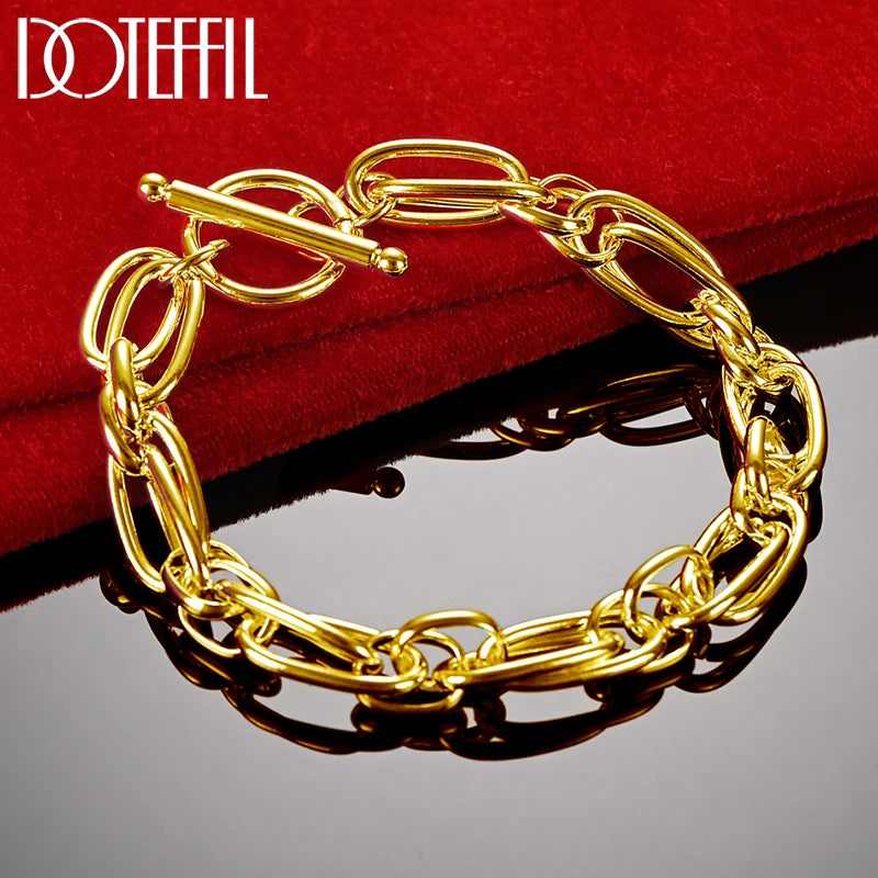 18K Gold 925 Sterling Silver Bracelets Noble Wedding Gift Party Fashion Jewelry Christmas Gifts