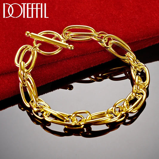 DOTEFFIL 18K Gold-Plated 925 Sterling Silver Bracelet – A Symbol of Luxury & Style