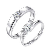925 Silver Moissanite Couple Rings Wedding Engagement Bands for his and hers engagement bands Moissanite rings open and adjustab