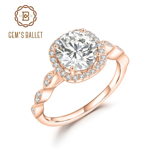 GEM'S BALLET 925 Sterling Silver 2.0CT Moissanite Engagement Ring – Timeless Brilliance