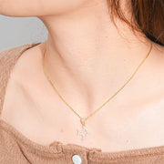 Raprgold 14K Solid Gold Cubic Zirconia Animal Pendant with 925 Silver Link Chain 20'' Delicate Necklace In The Shape Of A Fish