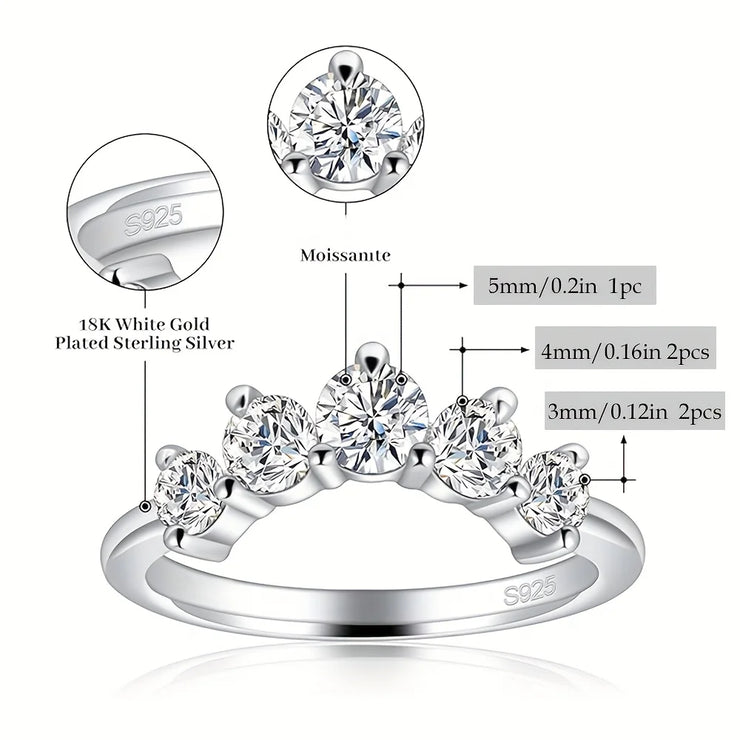 1pc S925 Silver with 1.7ct Moissanite 5-Star Unisex Eternity Ring, Moissanite Gemstone Jewelry | Gifts for Mother | Gifts for He