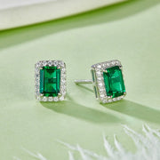 Lab Grown Sapphire/Emerald Vintage Stud Earrings