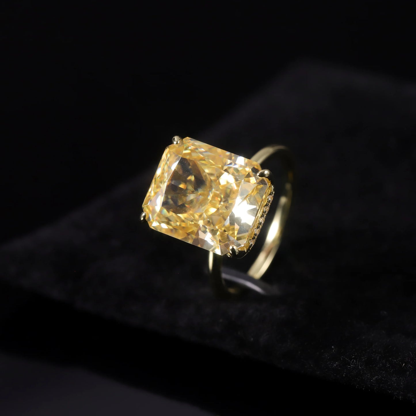 GEM'S BALLET Fancy Light Yellow CZ Engagement Ring – Radiant Elegance