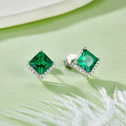 Lab Grown Sapphire/Emerald Vintage Stud Earrings