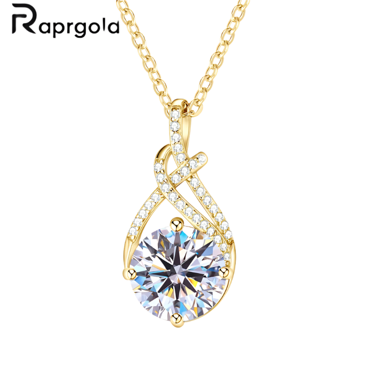 RAPRGOLD 2ct Moissanite Waterdrop Pendant Necklace