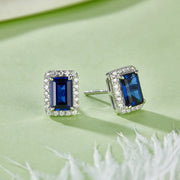 Lab Grown Sapphire/Emerald Vintage Stud Earrings