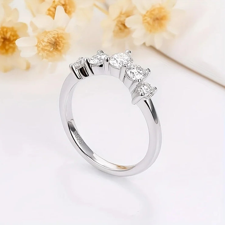 1pc S925 Silver with 1.7ct Moissanite 5-Star Unisex Eternity Ring, Moissanite Gemstone Jewelry | Gifts for Mother | Gifts for He