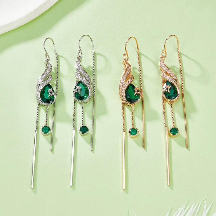 Lab Grown Emerald Drop Earrings