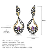 GEM'S BALLET 925 Sterling Silver Gemstones Fine Jewelry 0.76Ct Natural Amethyst Handmade Hollow Element Drop Earrings for Women