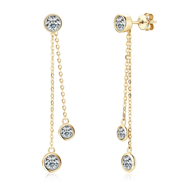 Sterling Silver Moissanite Tassel Stud Earrings