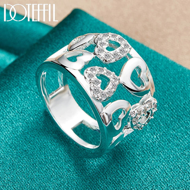 DOTEFFIL 925 Sterling Silver Heart Zircon Ring – Timeless Elegance