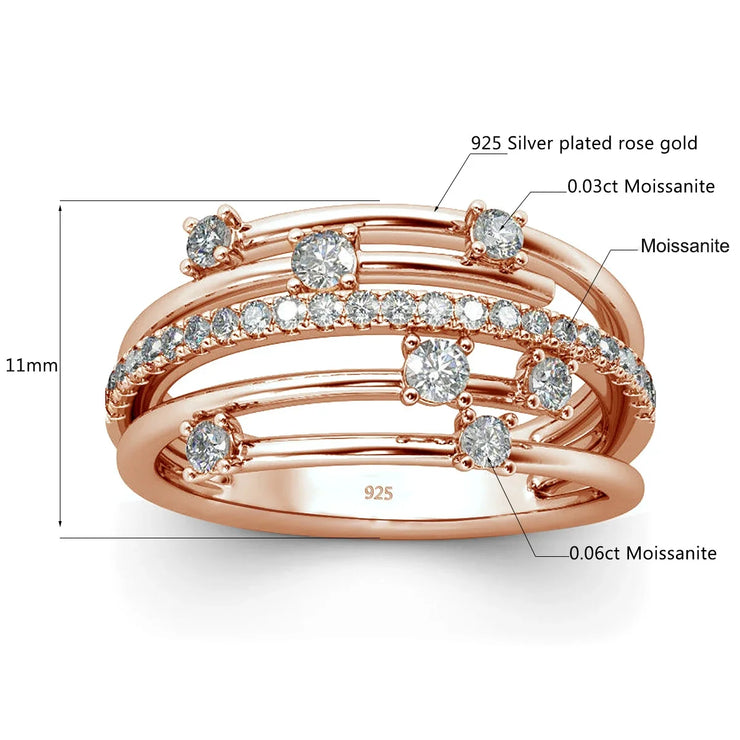 Szjinao Brand Trendy  Moissanite Ring Eternity Wedding Band Solid 925 Silver Rings For Women Jewelry Engagement Gift Dropship
